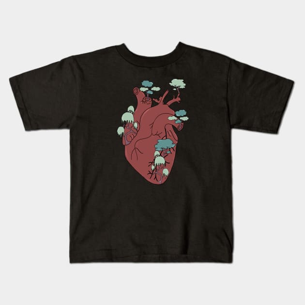 Anatomy heart art Kids T-Shirt by Carries Design 